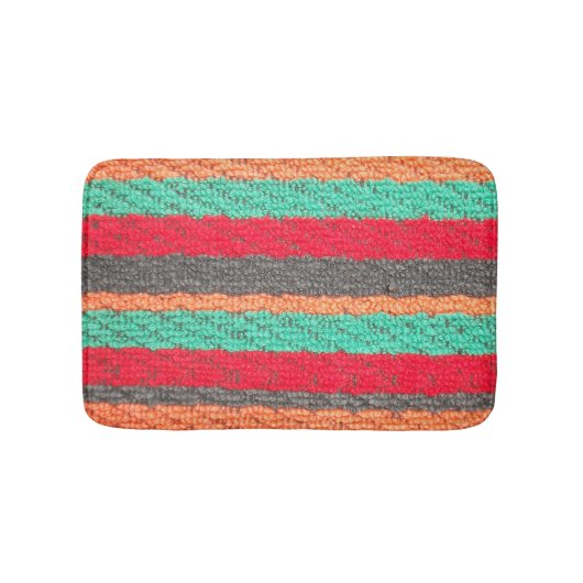 Tapis De Bain Turquoise, orange, noir et rouge (Devant)