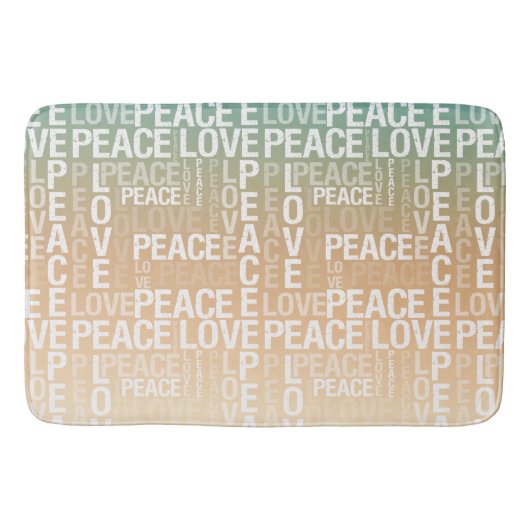 Tapis De Bain Turquoise Peach Gold White Peace Love (Devant)