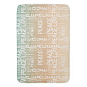 Tapis De Bain Turquoise Peach Gold White Peace Love (devant Vertical)