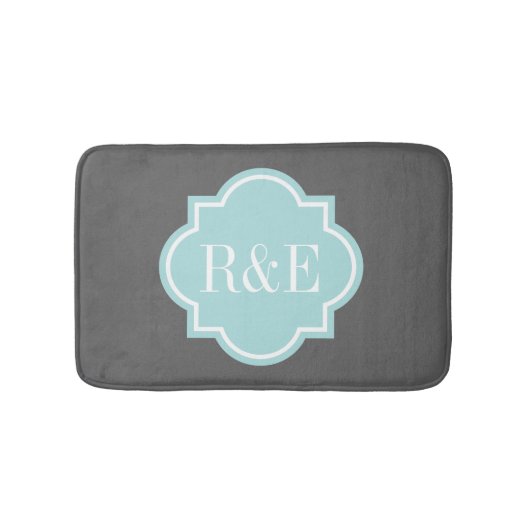 Tapis de bain turquoise personnalisé de monogramme (Devant)