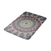 Tapis De Bain Turquoise pourpre et Motif Mandala crème (Angle)