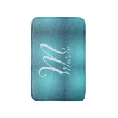 Tapis De Bain Turquoise sarcelle agate aqua monogramme ajouter l (Devant (Vertical))