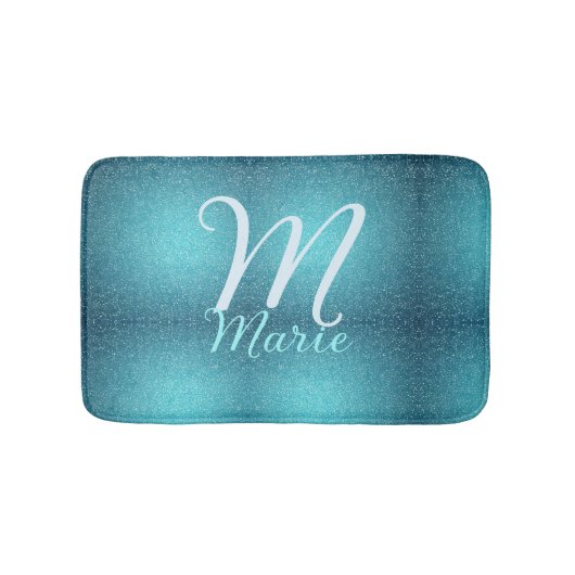 Tapis De Bain Turquoise sarcelle agate aqua monogramme ajouter l (Devant)