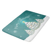 Tapis De Bain Turquoise Snowy Christmas Tree Bath Mat (Angle)