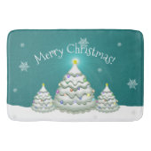 Tapis De Bain Turquoise Snowy Christmas Tree Bath Mat (Devant)