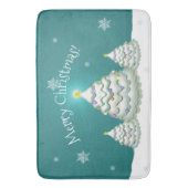 Tapis De Bain Turquoise Snowy Christmas Tree Bath Mat (devant Vertical)
