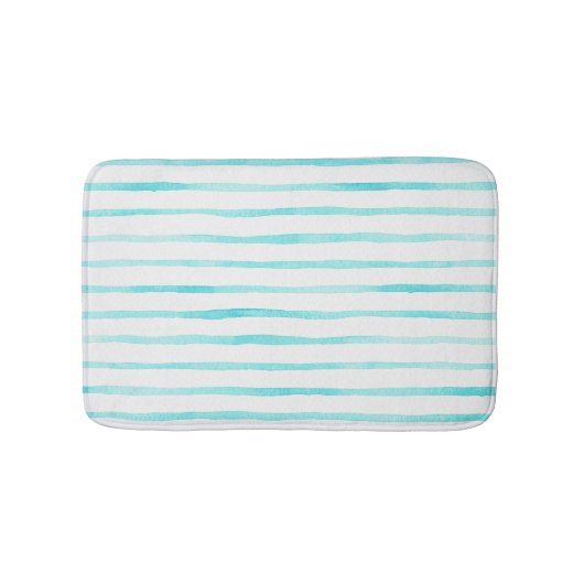 Tapis De Bain Turquoise Stripes Coastal Bath Mat (Devant)