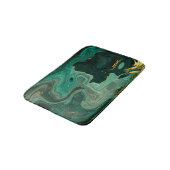 Tapis De Bain Turquoise Vert Agate Argent Abstrait (Angle)