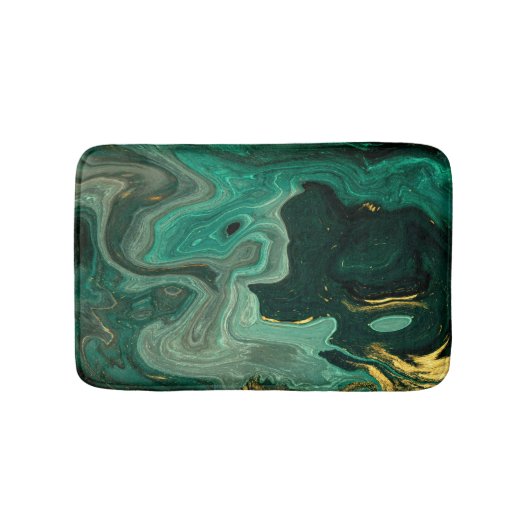 Tapis De Bain Turquoise Vert Agate Argent Abstrait (Devant)
