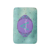 Tapis De Bain Turquoise vert et mauve Étalons de sirène Monogram (Devant (Vertical))