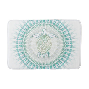 Tapis De Bain Turquoise verte Mandala Maritime