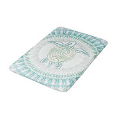 Tapis De Bain Turquoise verte Tortue Mandala Côtière Maritime (Angle)