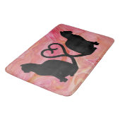 Tapis De Bain Two Cats Heart Tails on Pink Marble (Angle)