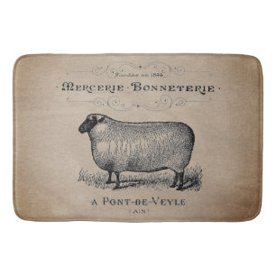 Tapis De Bain Typographie du mouton rustique français ferme