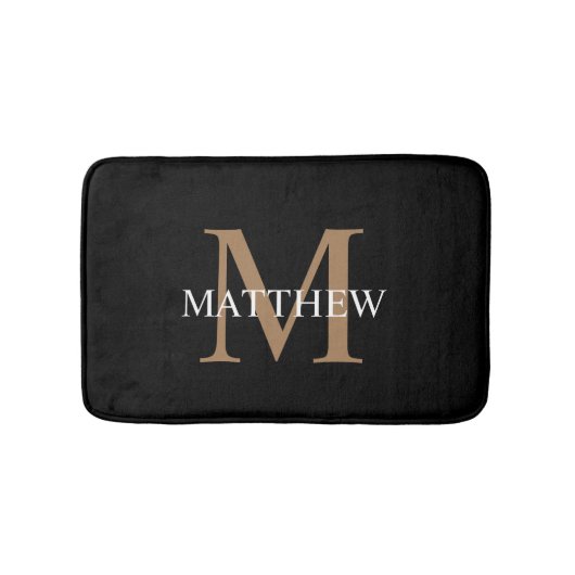 Tapis De Bain Typographie Gras Tendances & Monogramme de Nom (Devant)