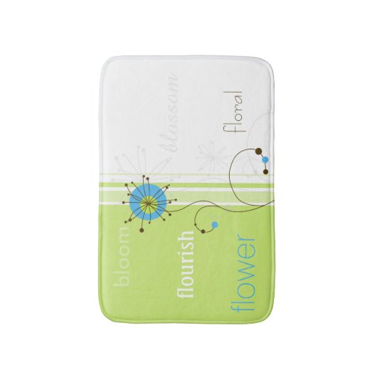 Tapis De Bain Typographie moderne simple à fleurs verte (Devant (Vertical))