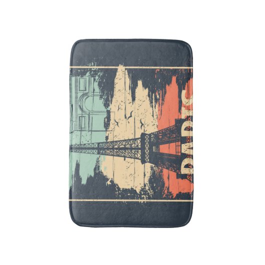 Tapis De Bain Typographie parisienne : affiche Eiffel abstraite. (Devant (Vertical))