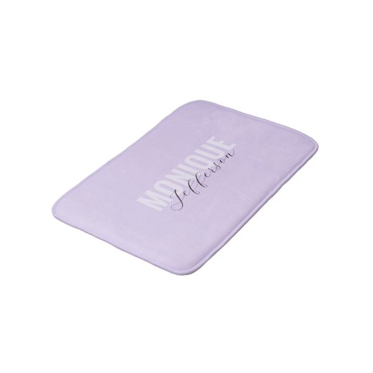Tapis De Bain Typographie & Script Lilac Lavender Monogramme (Angle)