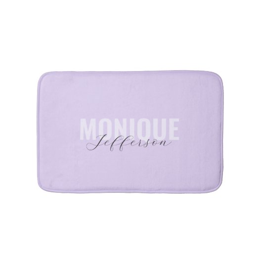 Tapis De Bain Typographie & Script Lilac Lavender Monogramme (Devant)