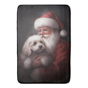 Tapis De Bain Un caniche au Père Noël Festif