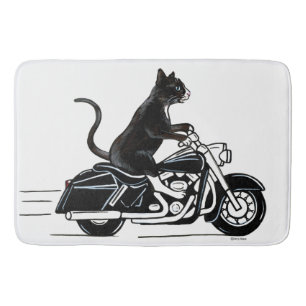 Tapis De Bain Un Chat Noir À La Moto