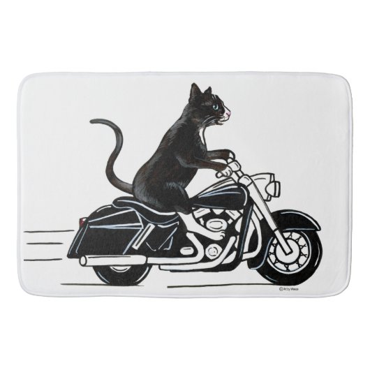 Tapis De Bain Un Chat Noir À La Moto (Devant)