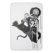 Tapis De Bain Un Chat Noir À La Moto (devant Vertical)