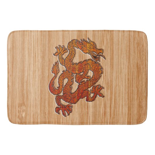 Tapis De Bain Un dragon oriental dans le bambou (Devant)