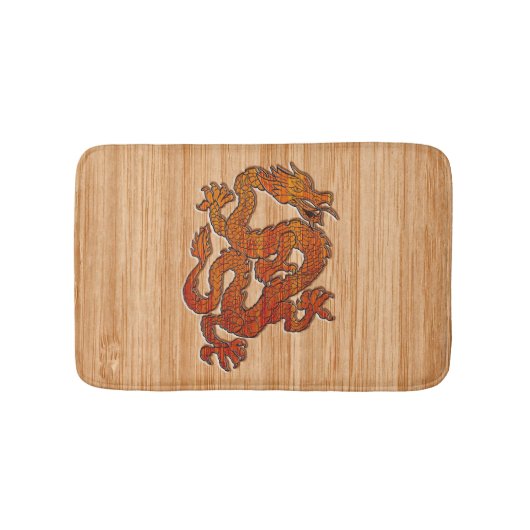 Tapis De Bain Un dragon oriental dans le bambou (Devant)