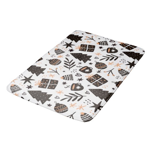 Tapis De Bain Un Motif de Noël noir et blanc (Angle)