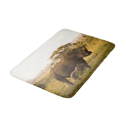 Tapis De Bain Un Rhino avec son bébé (Angle)