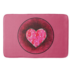 Tapis De Bain Une mignonne main tiré coeur rose sur une texture