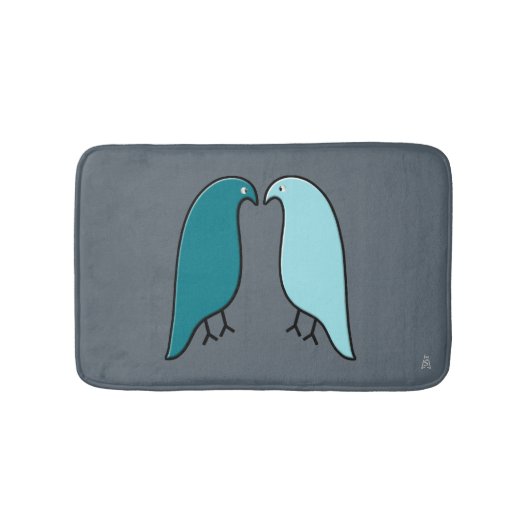 Tapis De Bain Une paire d'oiseaux de l'amour moderne - Aqua, Tur (Devant)