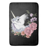 Tapis De Bain Unicorn blanc et Flowers (devant Vertical)