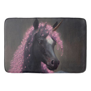 Tapis De Bain Unicorn noir et rose Imaginaire de fée Créature