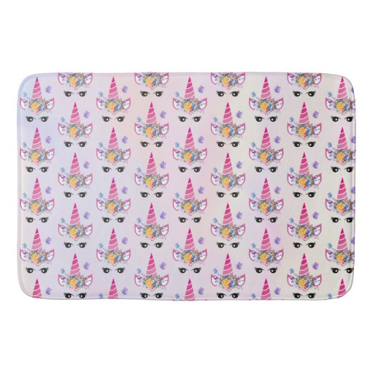 Tapis De Bain Unicorne avec Motif Floral Crown & Butterflies (Devant)