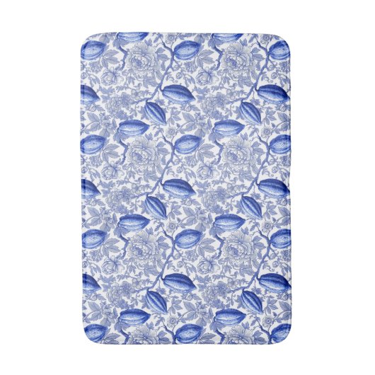 Tapis De Bain Unique Blue Toile Cocoa Chic Botanical Pattern (Devant (Vertical))