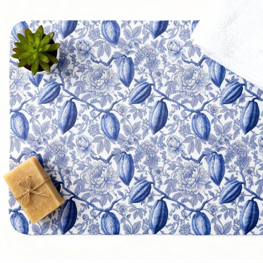 Tapis De Bain Unique Blue Toile Cocoa Chic Botanical Pattern