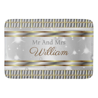 Tapis De Bain Unique esthétique or argent Mariage élégant