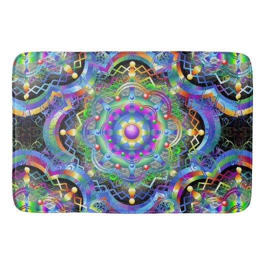 Tapis De Bain Univers Mandala Couleurs Psychédéliques (Devant)