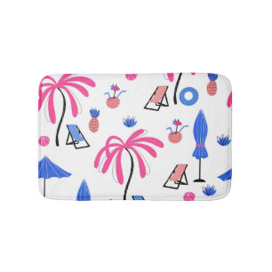 Tapis De Bain Vacances d'été : Palm Trees Ananas Motif