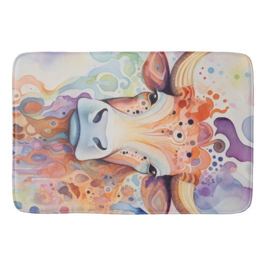 Tapis De Bain Vache à l'aquarelle Bulles Douce (Devant)