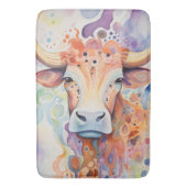 Tapis De Bain Vache à l'aquarelle Bulles Douce (devant Vertical)
