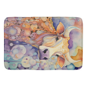 Tapis De Bain Vache à l'aquarelle Bulles Douce