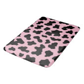 Tapis De Bain Vache blanche noire et rose Imprimer (Angle)