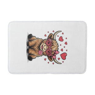 Tapis De Bain Vache des Highlands mignonne Saint-Valentin lunett