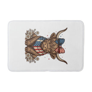 Tapis De Bain Vache écossaise patriotique vintage