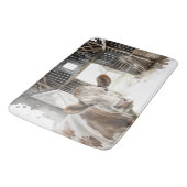 Tapis De Bain Vache Hereford et coq en Grange (Angle)