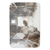 Tapis De Bain Vache Hereford et coq en Grange (devant Vertical)