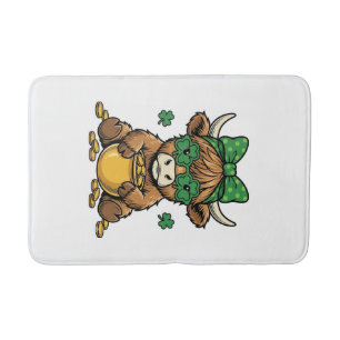 Tapis De Bain Vache Highland St Patrick Pot d'Or Art Vintage_1